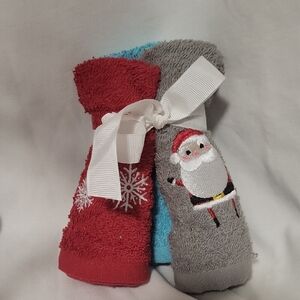 Christmas Themed Embroidered Face Cloth Set